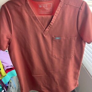 Figs Women's Scrub Top in Rust Orange